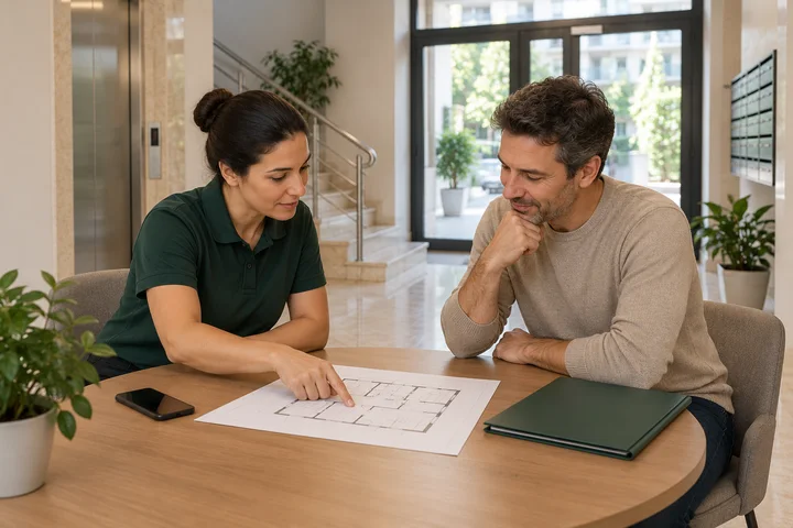 Masa başında apartman yönetimi danışmanlığı görüşmesi